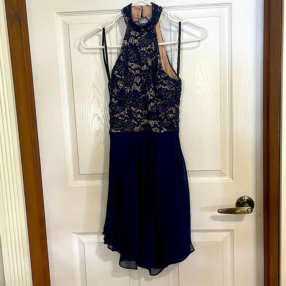 B. Smart Dress Junior A-Lined Lace Sequin Halter